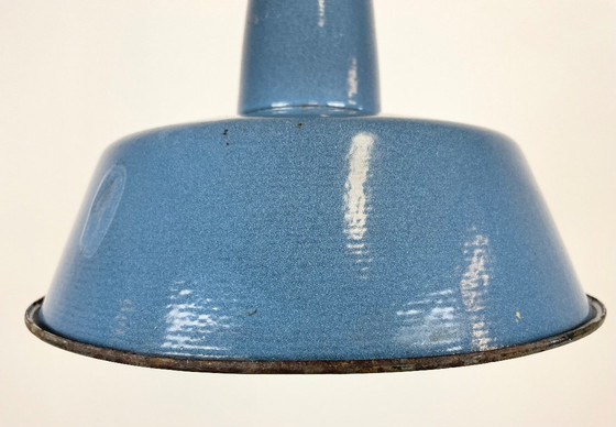 Image 1 of Suspension industrielle en émail bleu, années 1960