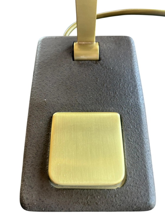 Lampada da scrivania/piano vintage Egon Hillebrand anni '70 – metallo martellato marrone & ottone – Modello (photo 3 of 13)