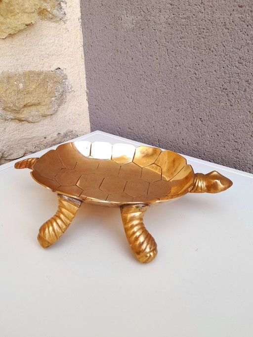Turtle pocket tidy in brass 1970
