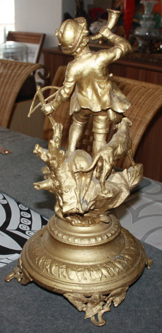 Image 1 of Antique French spelter/zinc cast figure with gilding – 19th century – 42 cm high