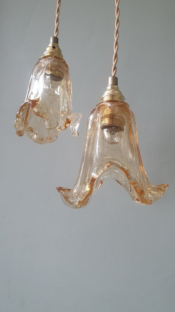 Image 1 of Ensemble de 2 suspensions vintage de Murano - Italie - Milieu du XXe siècle