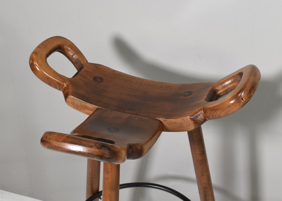 Image 1 of 4x Eiche Barhocker im Stil von Sergio Rodrigues 1970er Jahre