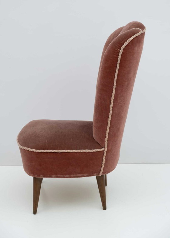 Image 1 of Fauteuil inclinable en velours italien Nello Pini Mid-Century Modern de Novarredo, 50