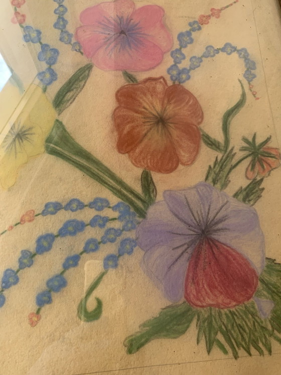 Tableau, Sluyters, Objets d'art, Verre, Papier, Bleu (photo 10 sur 10)