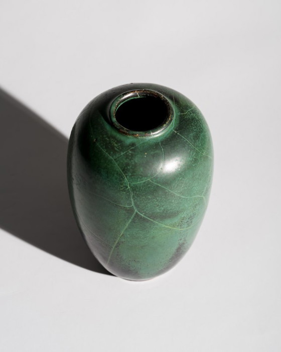 Image 1 of Pair of Paul Dresler Grootenburg Copper Reduction Glaze Studio Ceramic Vases – Germany, ca. 1940s-1950s Art Deco Bauhaus