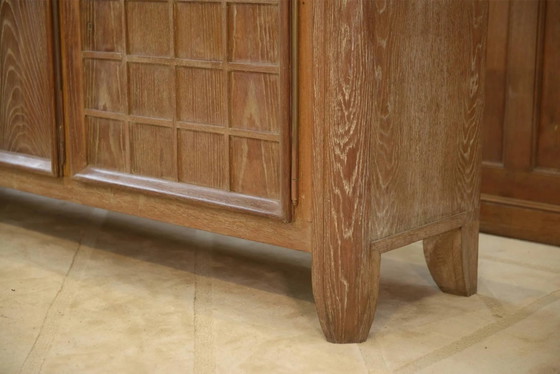 Cerused oak sideboard signed Maurice Rinck 1940s – Storage cabinet, Vintage (photo 10 of 17)