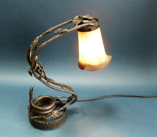 lampe de table art déco en fer forgé