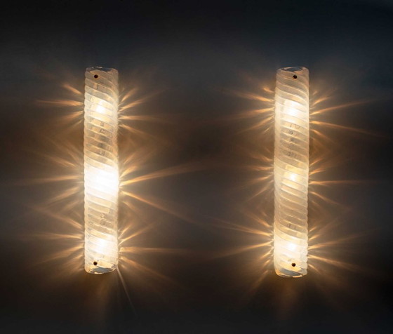 Image 1 of Huit appliques murales modernes en verre de Murano irisé, années 1980