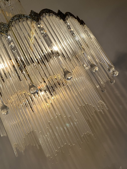 2 Pieces Italian Rod Chandeliers 1920s Style