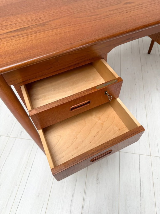 Image 1 of Vintage Danish Teak Writing Desk, Mid-Century Modern Scandinavian Desk, 1960s
