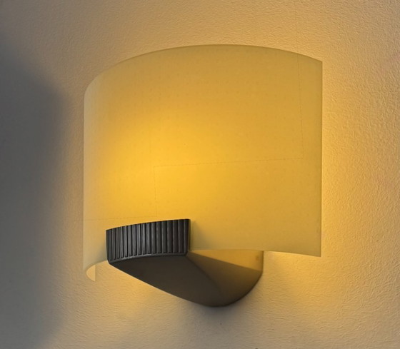 Image 1 of Coppia di applique vintage, metallo e vetro smerigliato, Francia, 1970