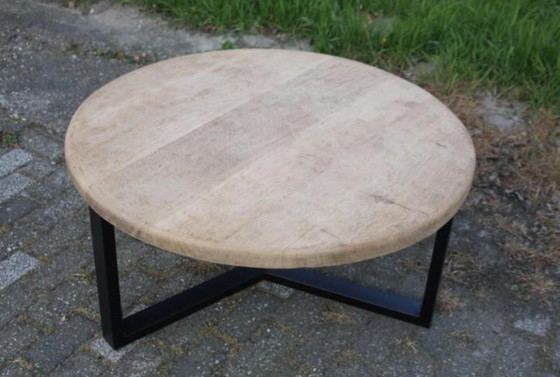 Image 1 of Round Coffee Table – Pimms Design – Solid Oak and Steel – New