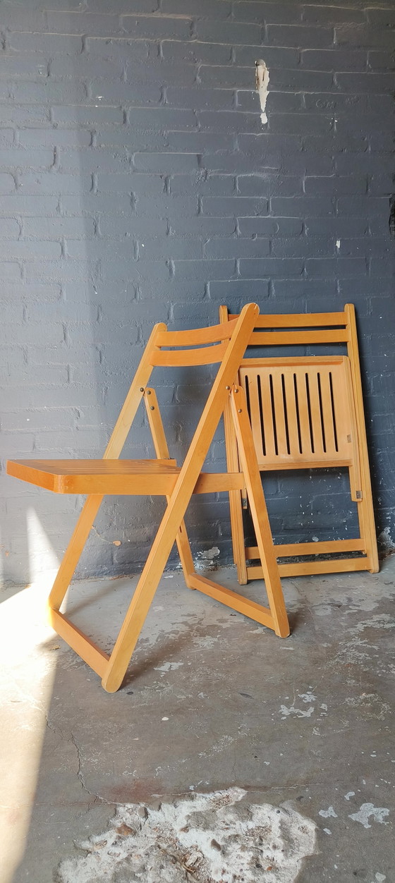 Image 1 of Chaises pliantes rétro vintage années 80, style Alvar Aalto, scandinaves, IKEA, en bois de hêtre