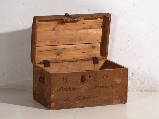 Antique travel chest with original inscription (Year 1936) #21 – Storage cabinet, Rustic (photo 24 of 40)
