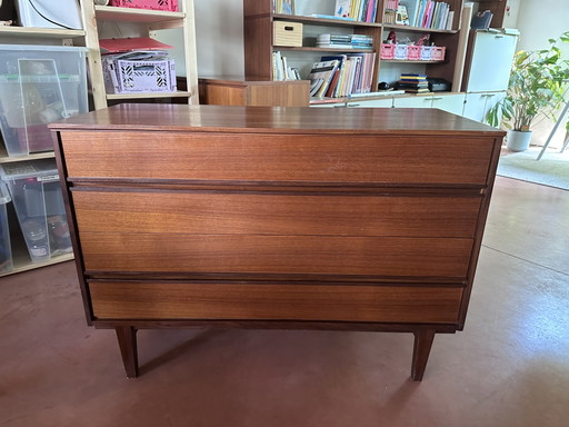 Commode vintage en placage teck des années 1950/60