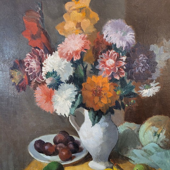 Image 1 of “Still Life with Flowers and Fruit” Pierre Wagner, early 20th century – France