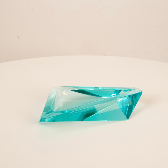 Blauwe kristallen asbak Fontana Arte Stijl, Italië 1970 – Ingrand, Tafelaccessoires, Crystal (photo 9 of 26)