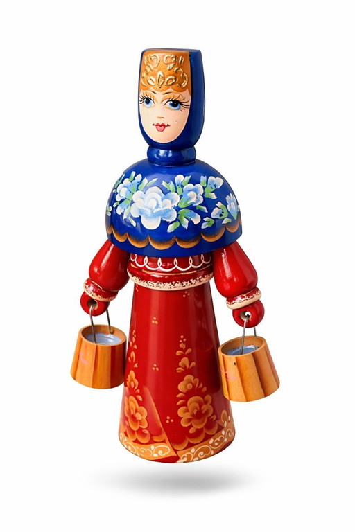 Muñecas rusas de madera/figuras populares, pintadas a mano y firmadas (vintage)