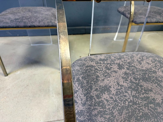 Sillas de comedor de latón y metacrilato de Belgochrom, década de 1970 - Juego de 6 – Plexiglass, Textile (photo 12 of 12)