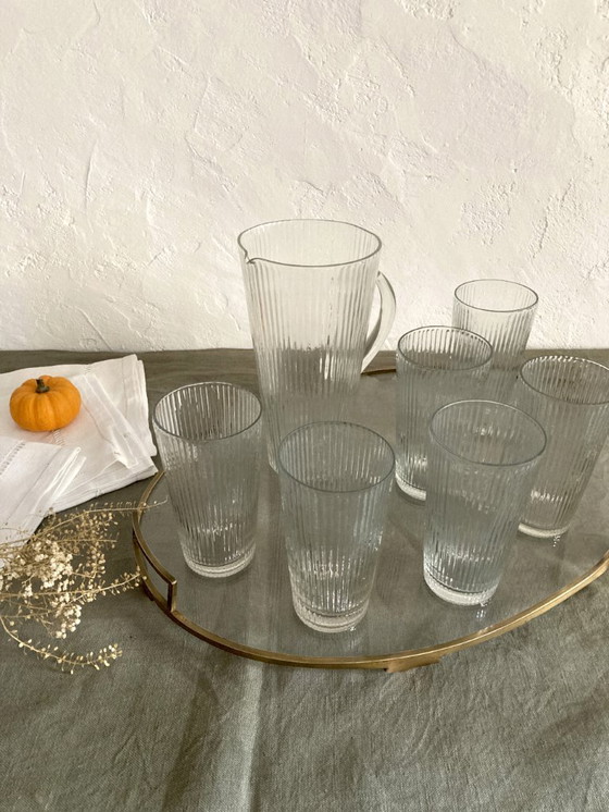 Image 1 of Juego de naranjada de cristal antiguo