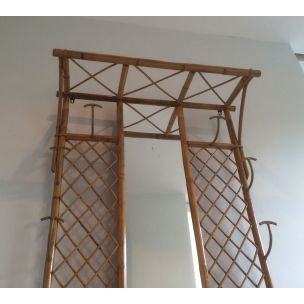 Image 1 of French vintage coat rack in rattan, 1970