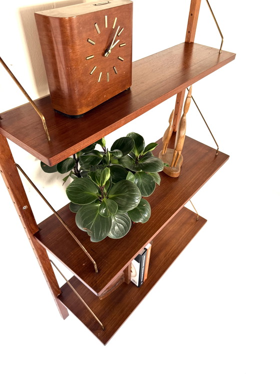 Vintage Deens Teakhouten Wandsysteem ‘60 – Wandkast, Wood, Brass (photo 7 of 13)