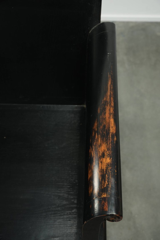 Charakteristischer und eleganter schwarzer Holzstuhl/Beistellstuhl aus dem 20. Jahrhundert im asiatischen (photo 8 of 14)