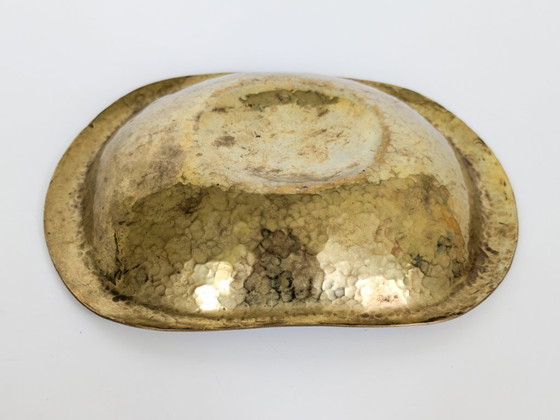 Vintage Hammered Brass Bowl Soap Dish or Trinket Tray Handmade (photo 5 of 10)