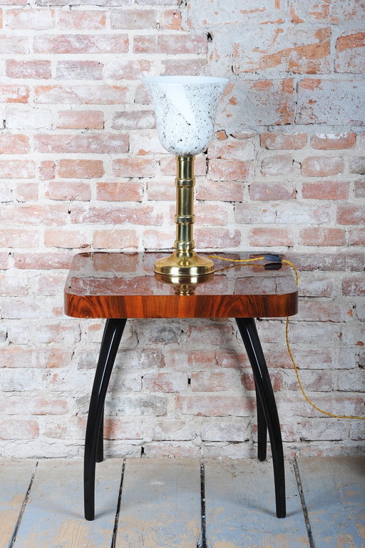Restored Art Deco Table Lamp, Brass, Glass, New Electrification, Czech, 1940s – tafellampen