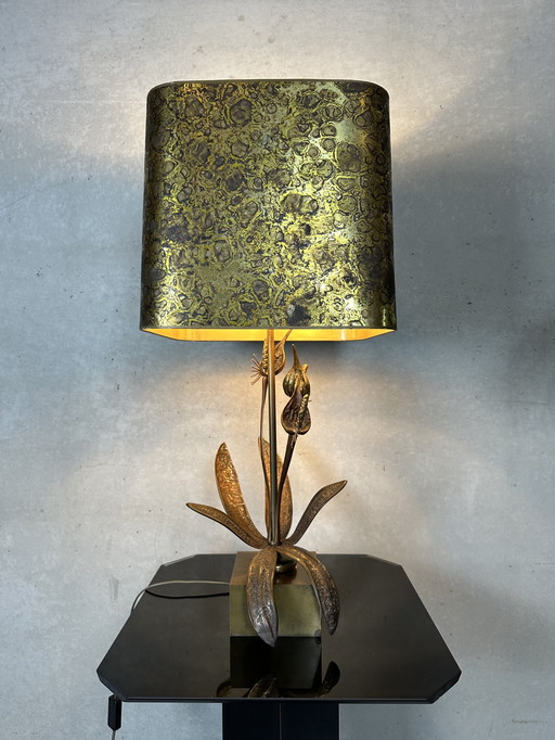 Brass Hollywood Regency Flower Lamp