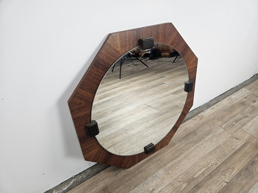 Miroir octogonal en teck 70s