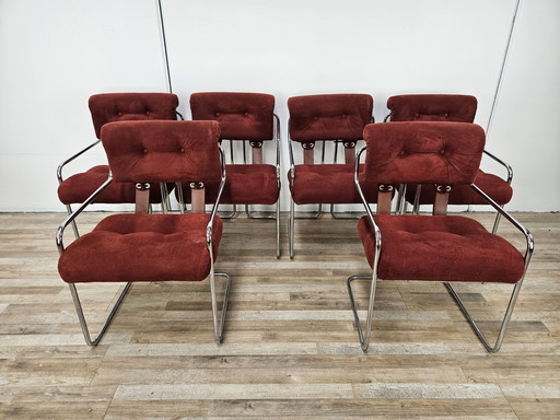 Set of Six Tucroma Dining Chairs by Guido Faleschini for I4 Mariani, 1970