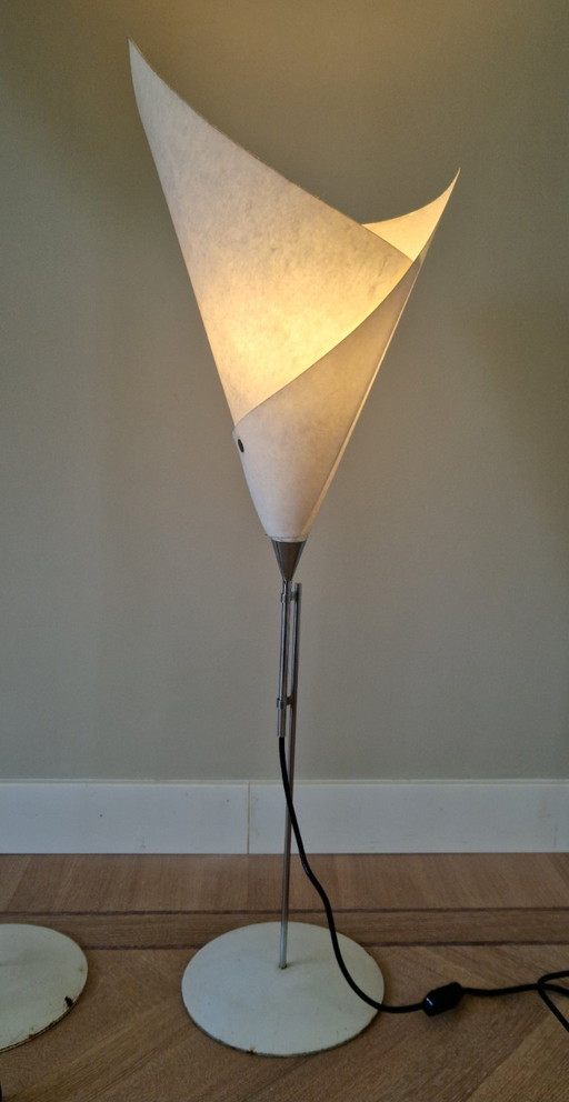 Set of 3 vintage Calla floor lamps, Marcello Cuneo for Valenti Luce, Italian design, 1970s
