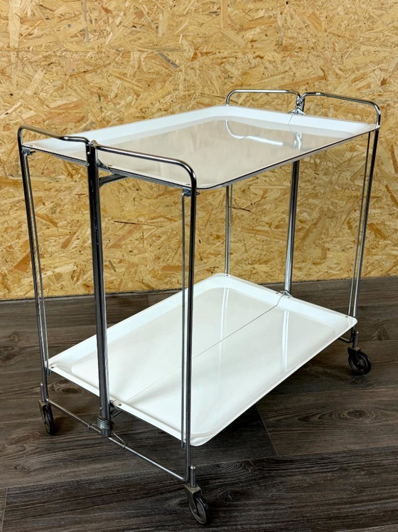 Image 1 of 1960s/70s Serving Trolley/Dinette Side Table, Space Age Design, Chrome/White