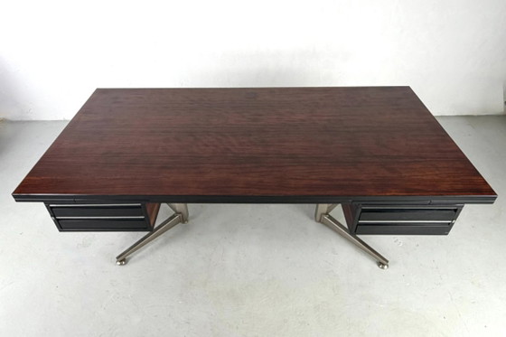 Executive Desk by Abbondinterni, Italy - 1970s, Wood, Metal, Brown, Mid Century Modern (photo 4 of 13)