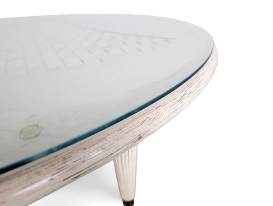 Image 1 of Vintage dining table, boho chic, wickerwork studio Schütz, bamboo, rattan