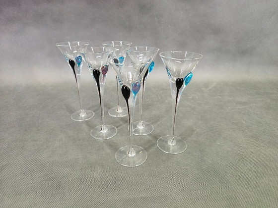 Image 1 of Boheemse Crystalex handgeblazen karaf met zes glazen, set uit de jaren 1990.