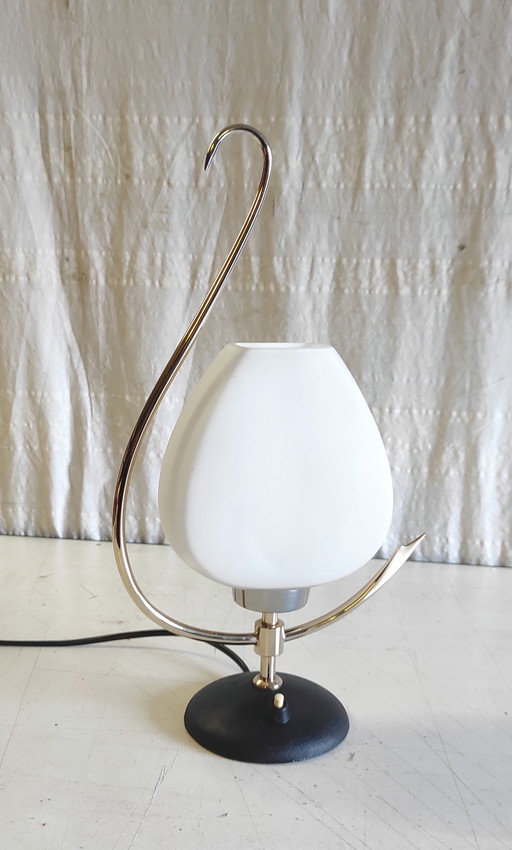 Arlus table lamp in brass and opaline glass - 1950s/60s