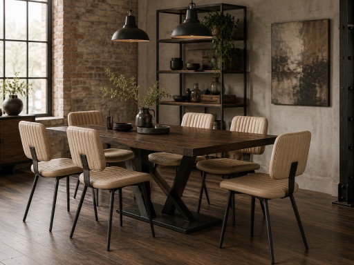 LOT 2 CHAISES CUIR BEIGE