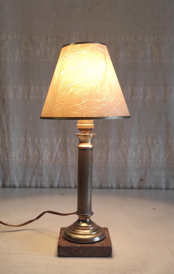Image 1 of Neoclassical style brass table lamp - mid-20th century