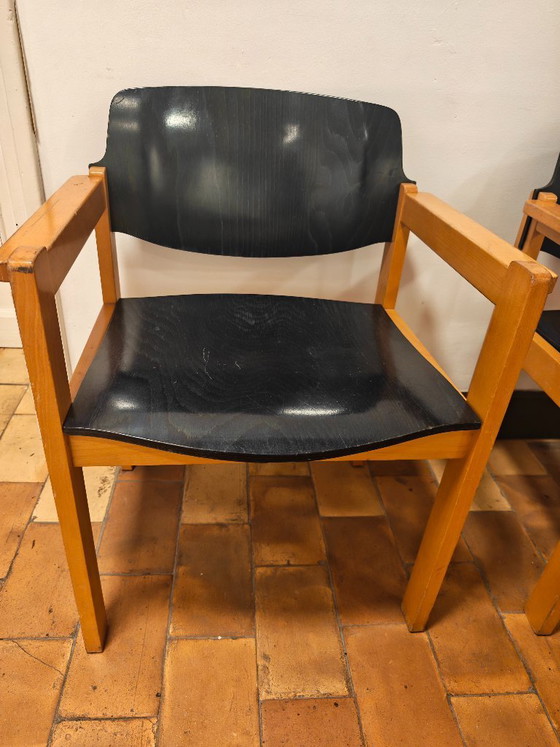 Image 1 of Set van 4 of 6 vintage Mid-Century eetkamerstoelen