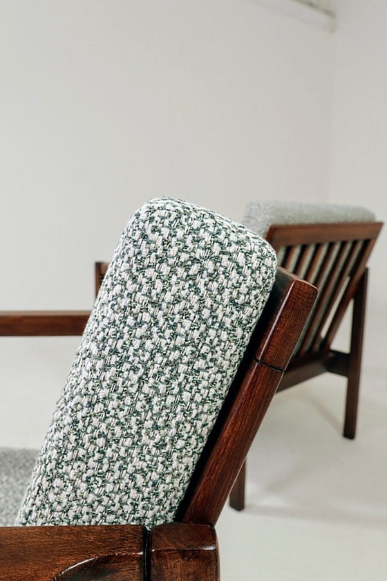 Image 1 of Zwei Sesselpaar Mid Century Modern Kissen Bouclè Polsterung