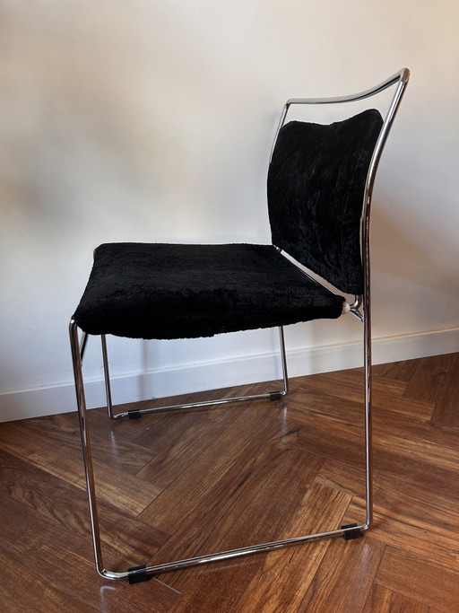 Set aus 6 Cassina Tulu Stühlen aus schwarzem Cord