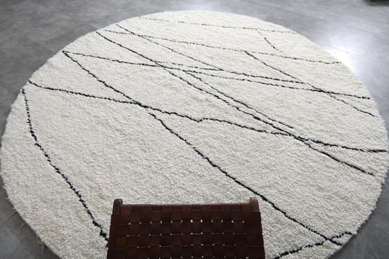 Image 1 of Handmade Moroccan Round rug - 200cm - beni ourain - custom round rug - wool circle rug - custom round carpet