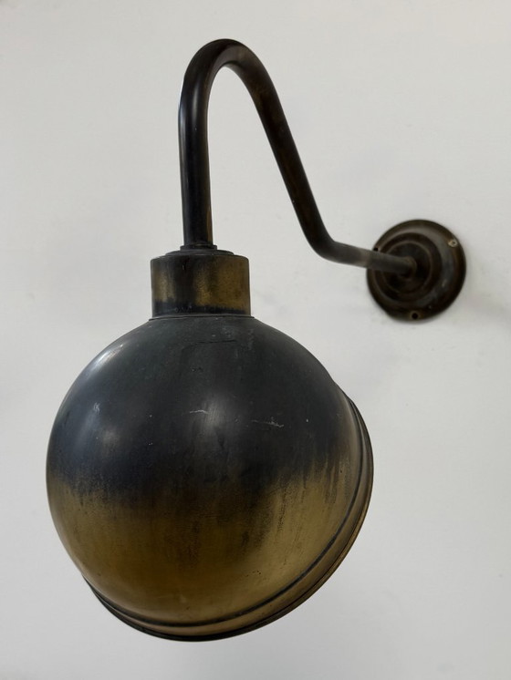 Image 1 of Pair of XL patinated brass wall lights, France 1970