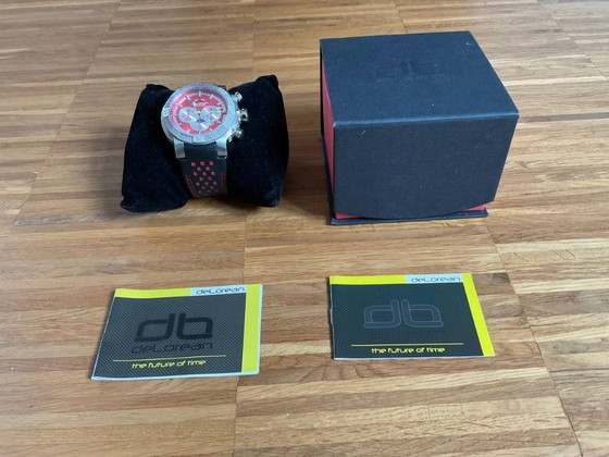 Image 1 of Cronografo automatico deLorean | Edizione limitata 009/500 modello DL05-1070 rosso argento | Set completo