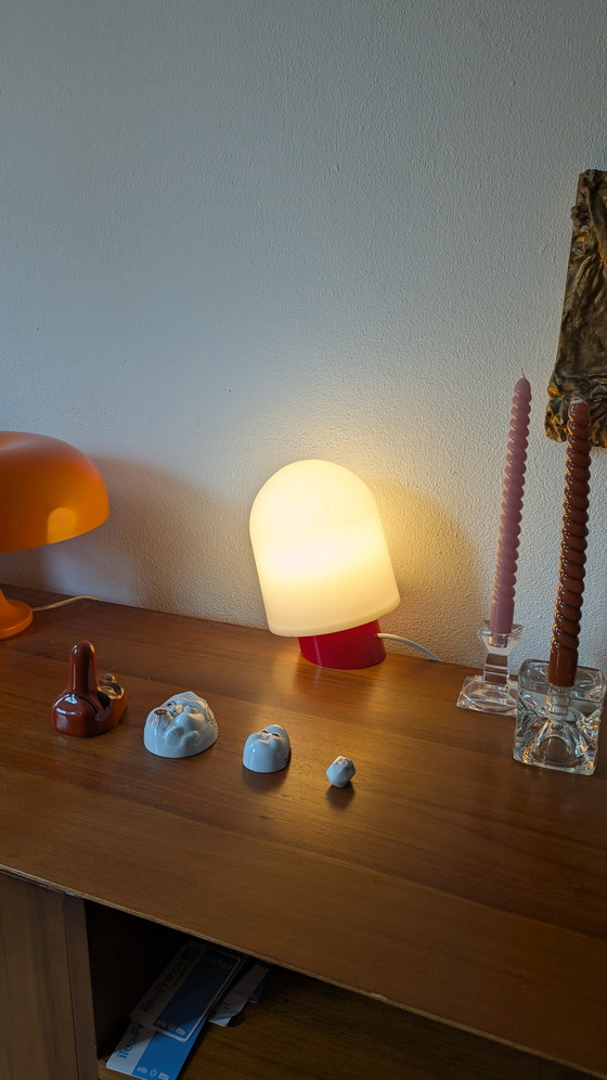 Image 1 of Table Lamp 1970s Red Plastic Mid-Century Minimalist