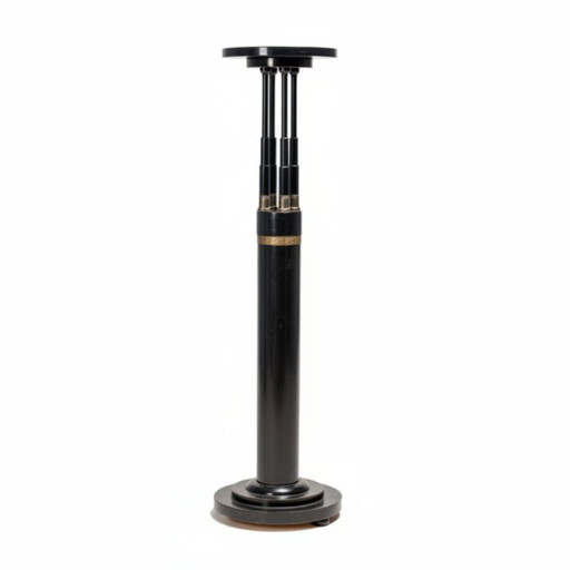 Black Lacquered Pedestal with Brass Details, 20th Century
