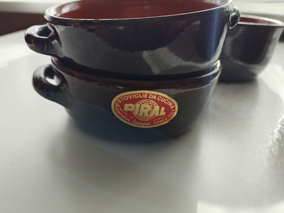 Set di pentole italiano Piral in terracotta stile cottage core anni '60, Stoviglie, Ceramica, Marrone (foto 4 di 9)