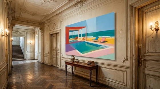 Architecture Pool Summer – Art Deco & Mid-Century Acrylic Glass Artwork 170 × 100 cm – Art Prints, Plexiglass (photo 7 of 7)